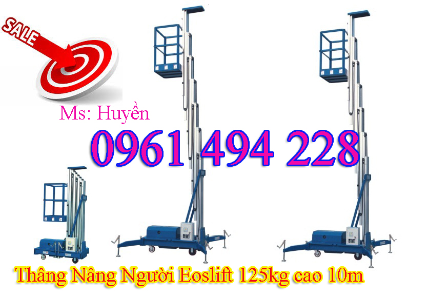 Thang nâng đơn 125kg, thang nâng 1 người trên cao,thang nâng 10m giá rẻ